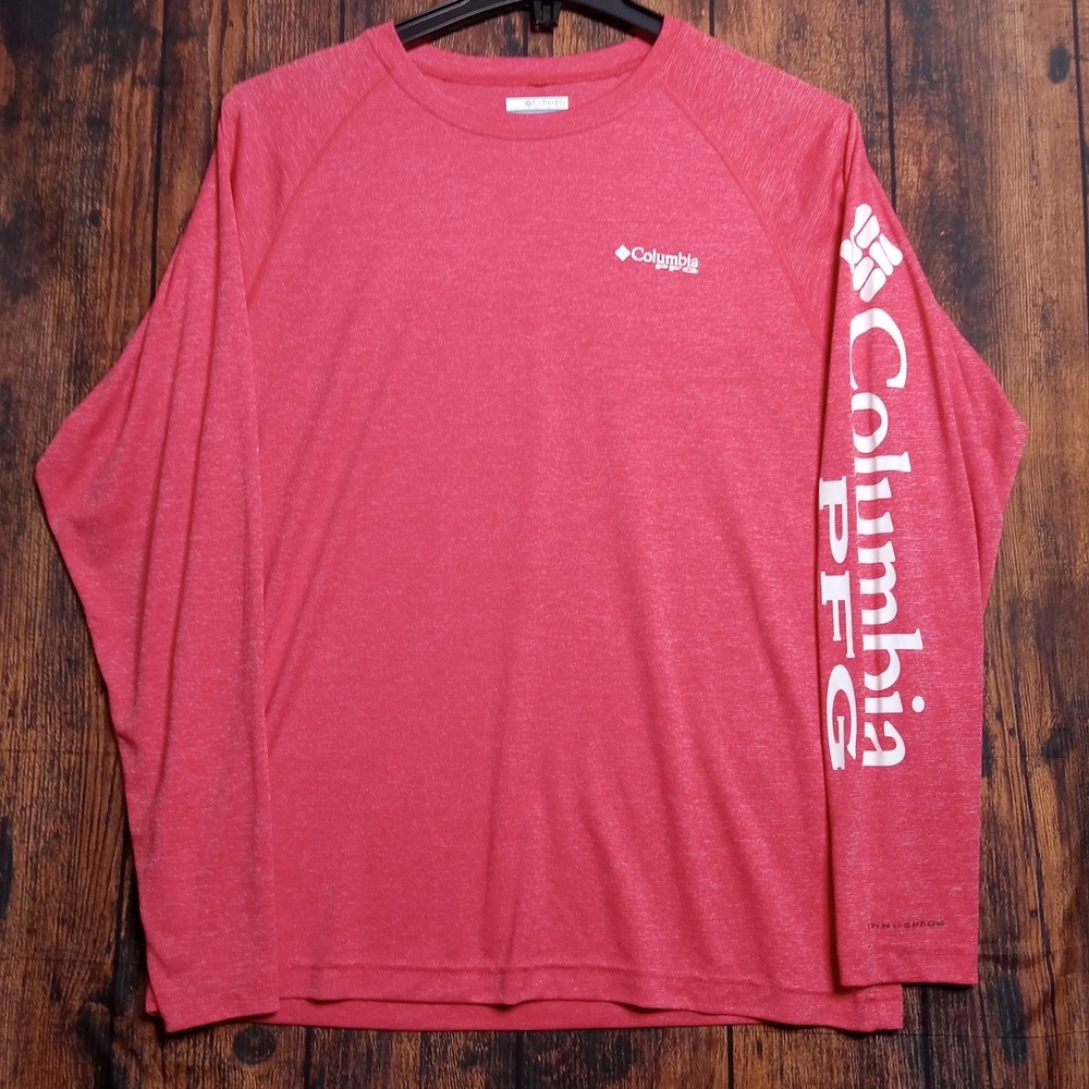 Columbia PFG Long Sleeve Fishing‎ T-Shirt Men's Medium Red